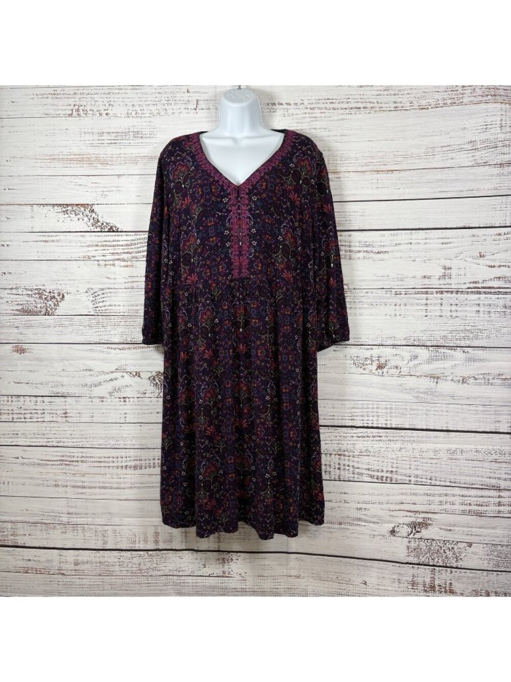 J.Jill Plum East Village Floral Embroidered Dress
